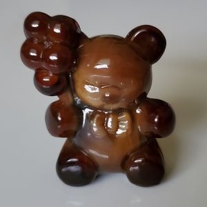 Vntg Boyd "Patrick the Bear" Chocolate Brown Slag Glass